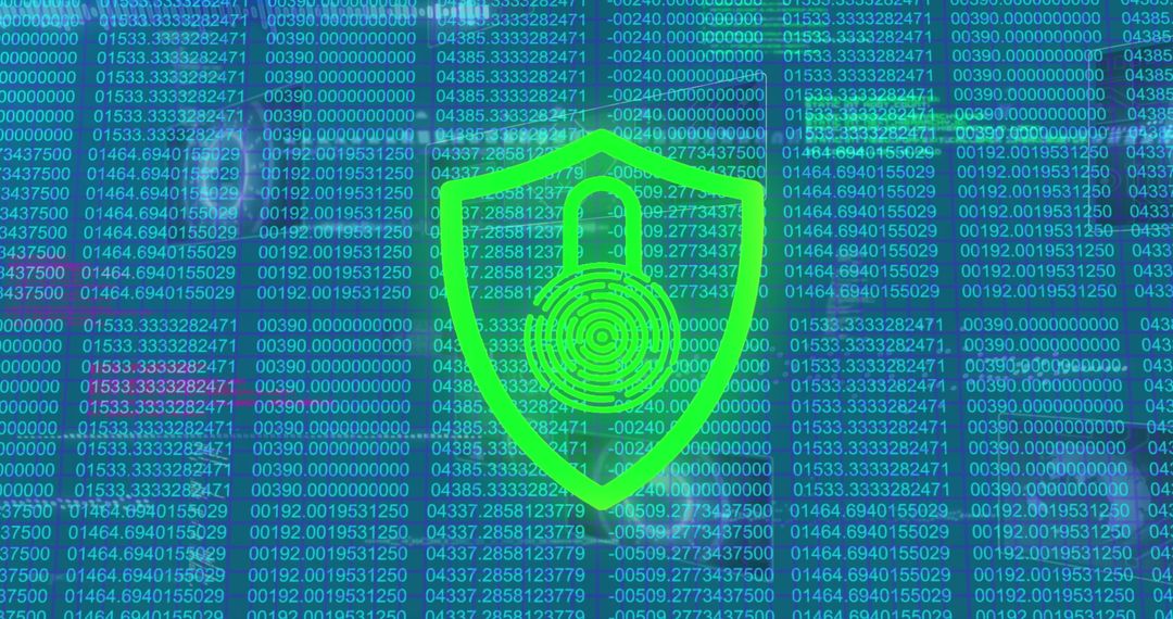 Cybersecurity Symbol Over Digital Binary Data