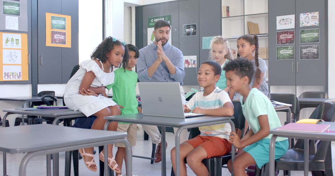 Engaged Students and Teacher Collaborating in Classroom Learning