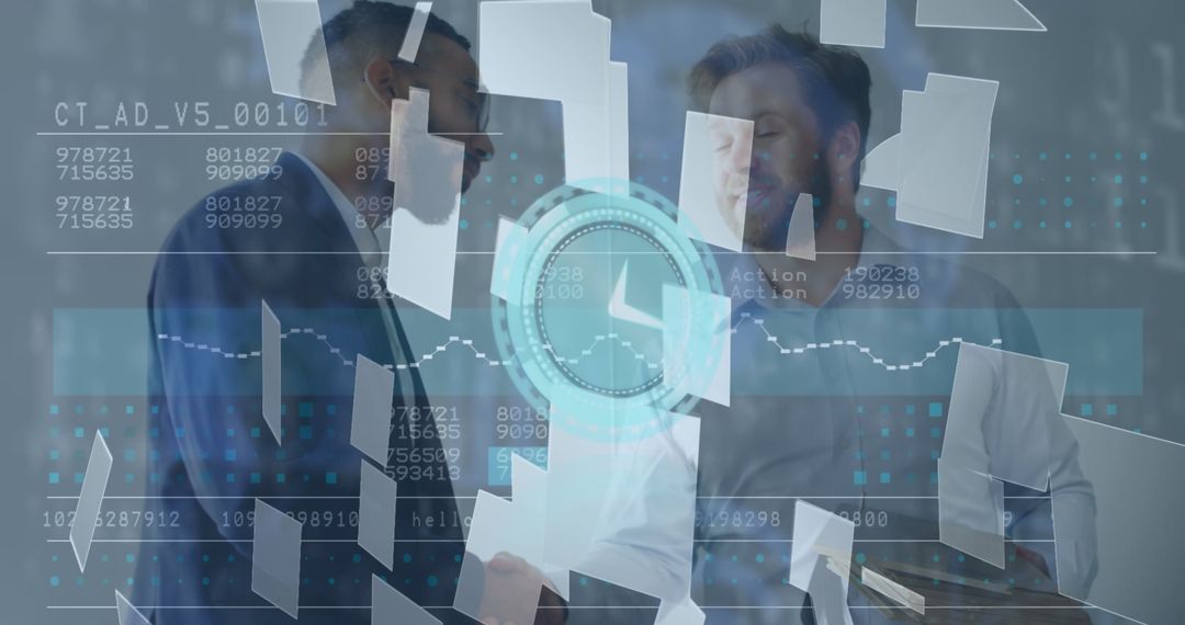 Global Business Concept with Financial Data and Handshake