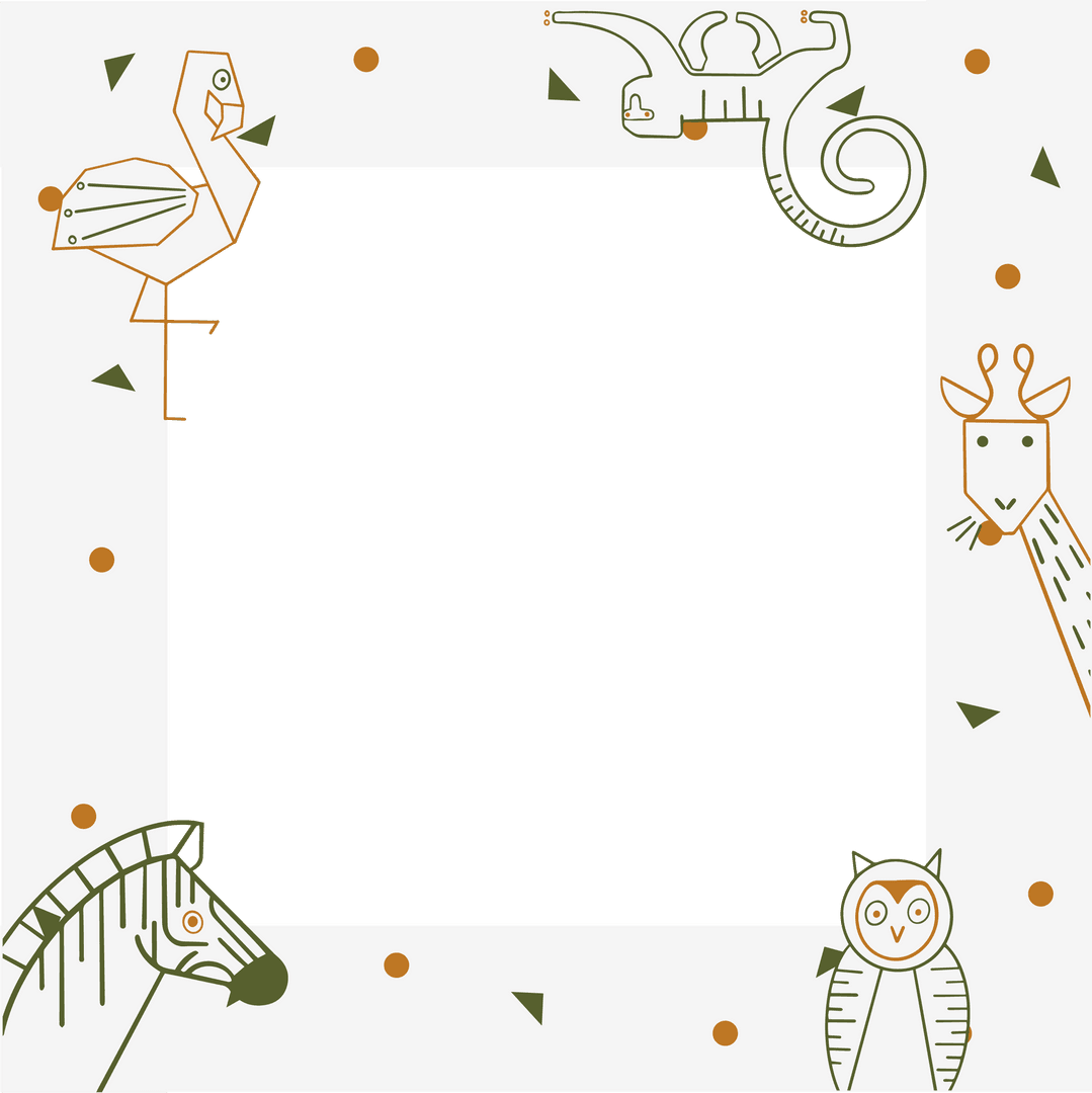 Transparent Canvas Animal Border Square Design Flat Style