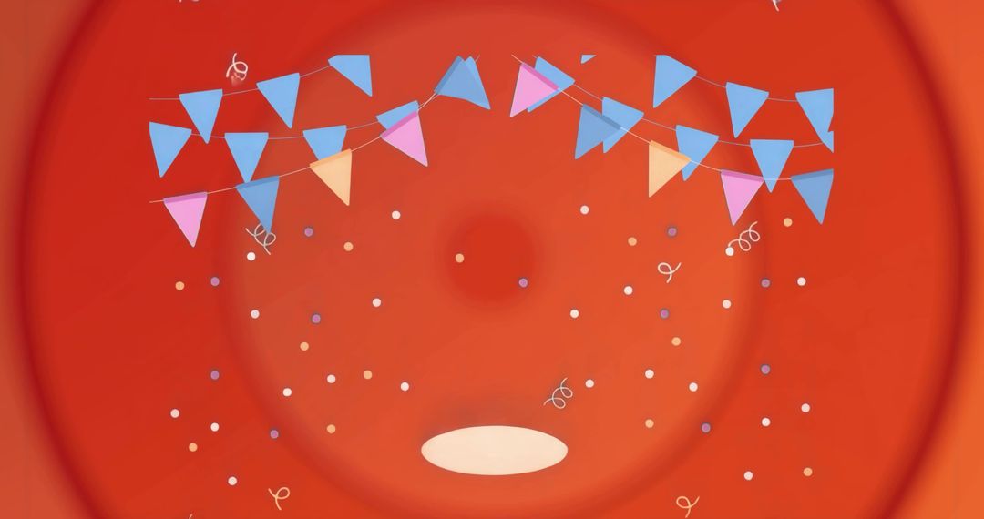 Colorful Festive Background with Bunting Flags and Confetti