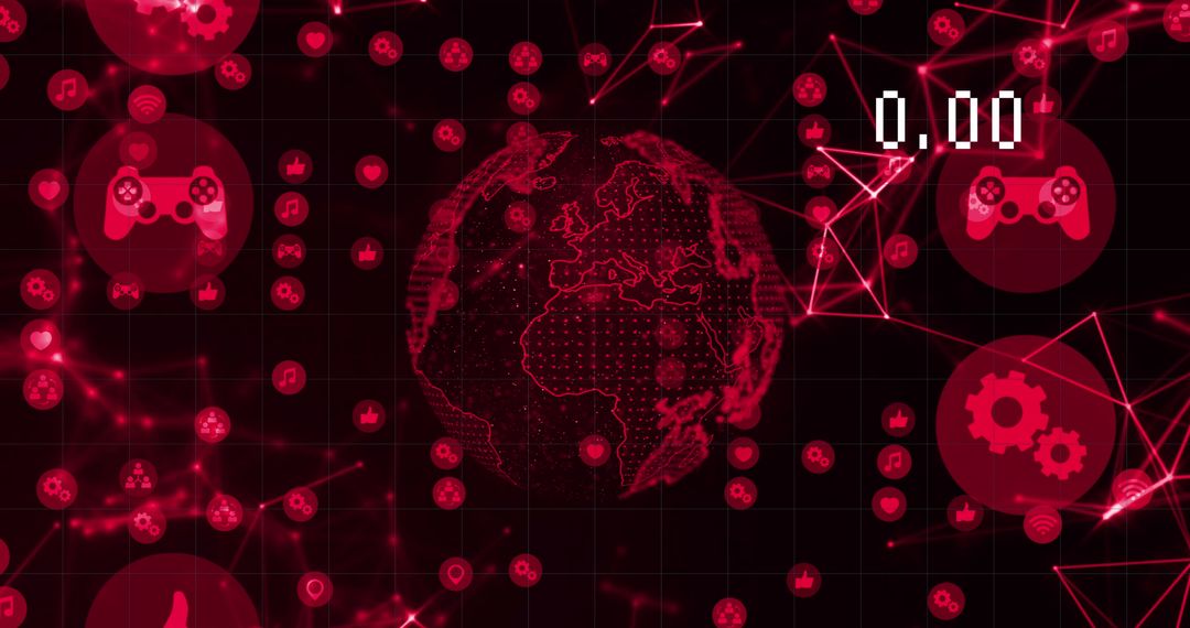 Global Digital Connections with Data and Technology Icons