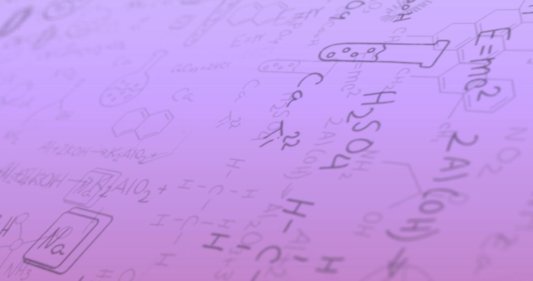 Chemical Formulas and Structures on Purple Background