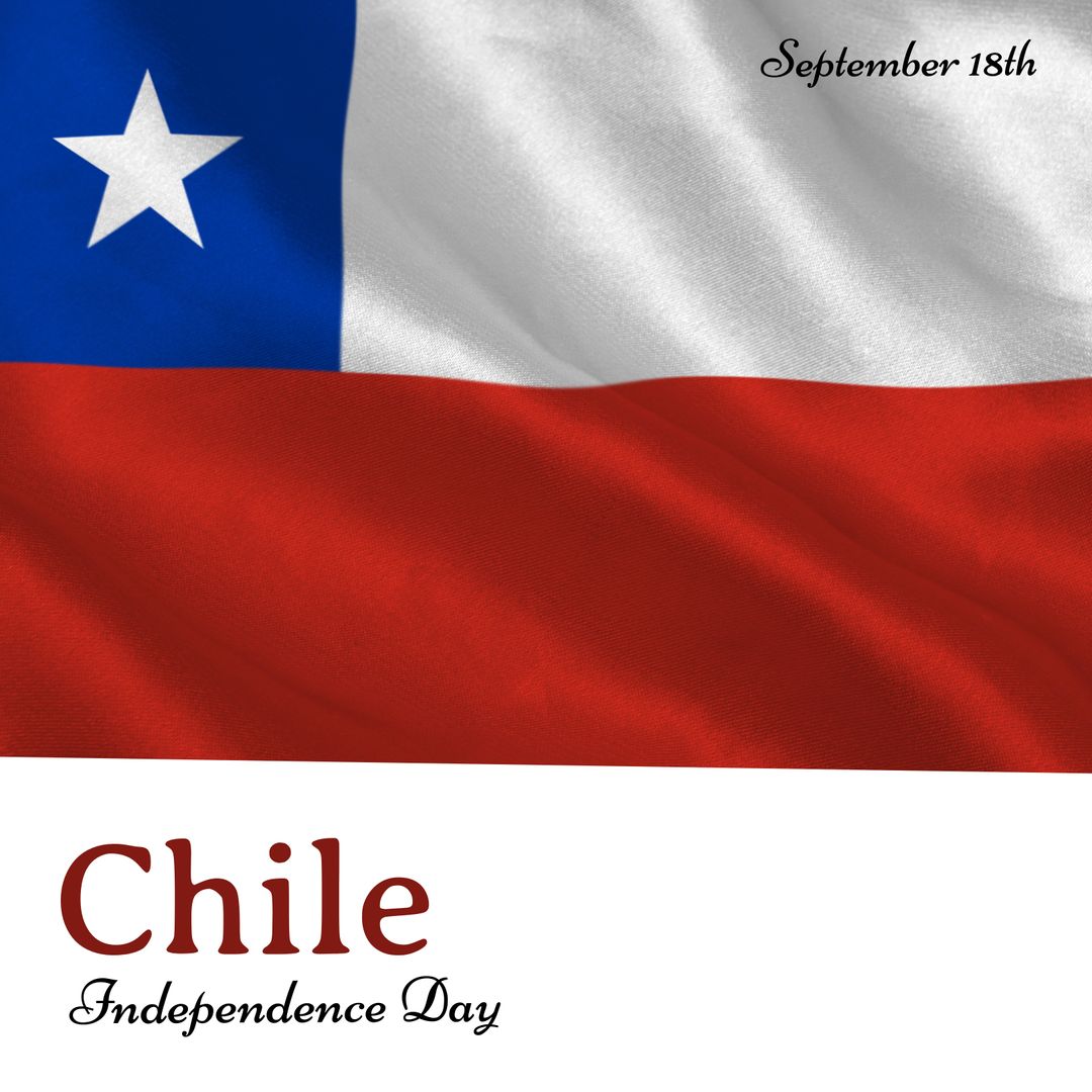 Chile National Flag with Independence Day Text