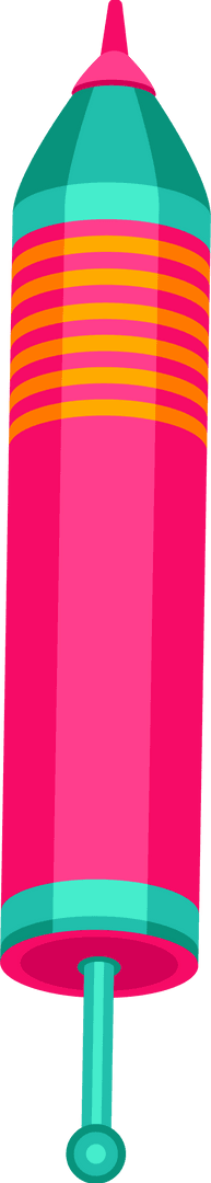 Transparent Flat Firework Rocket with Pink and Teal Design