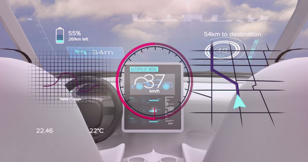 High-Tech Interface of Autonomous Car Interior