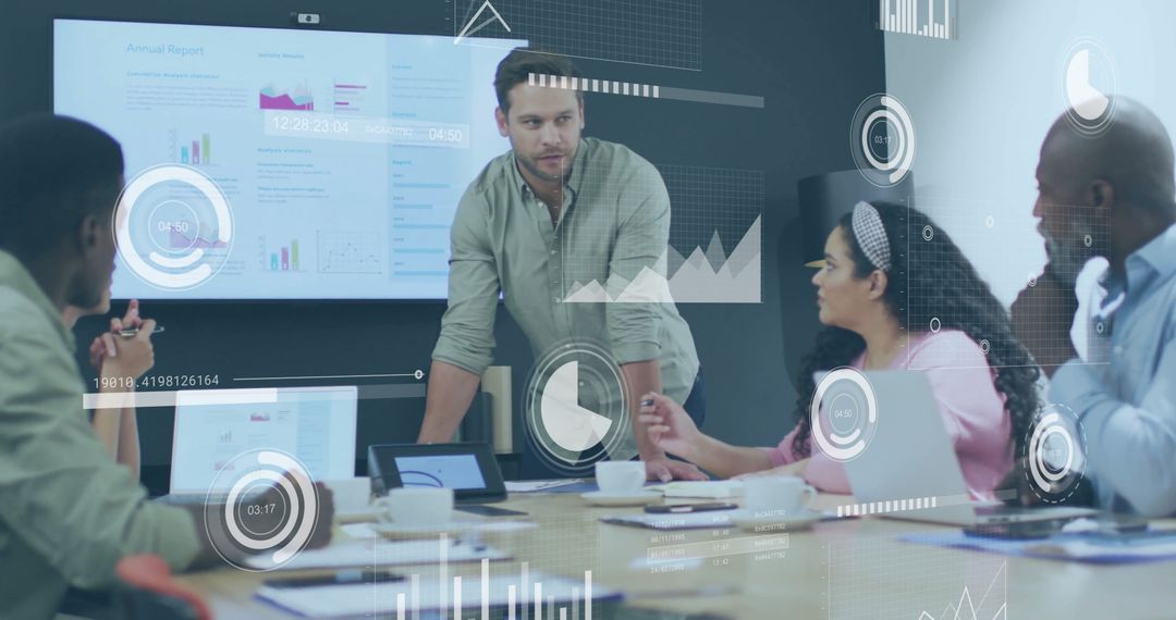 Business Meeting with Augmented Financial Analytics