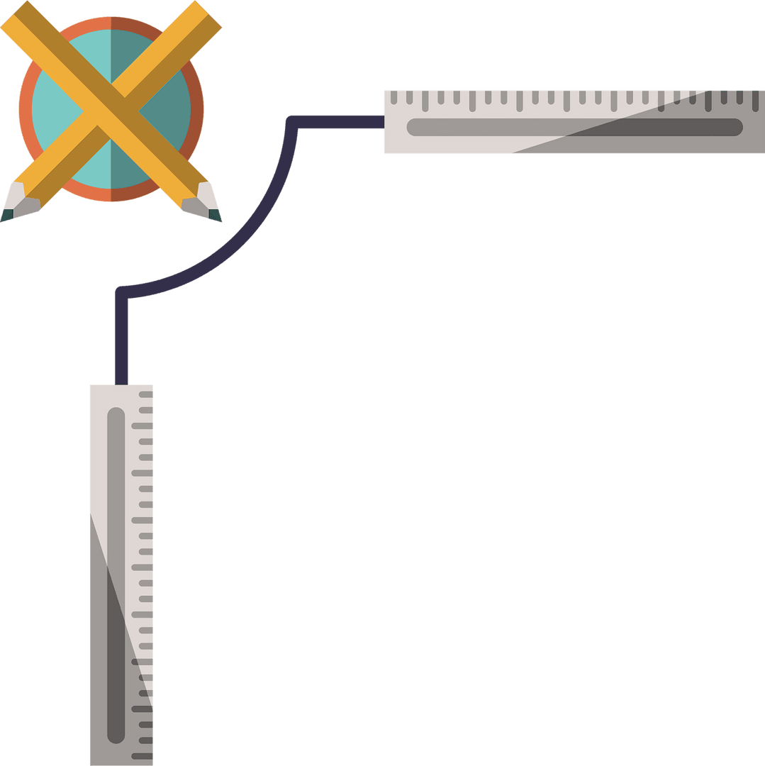 Creative Tools Icon with Rulers and Pencils on Transparent Background