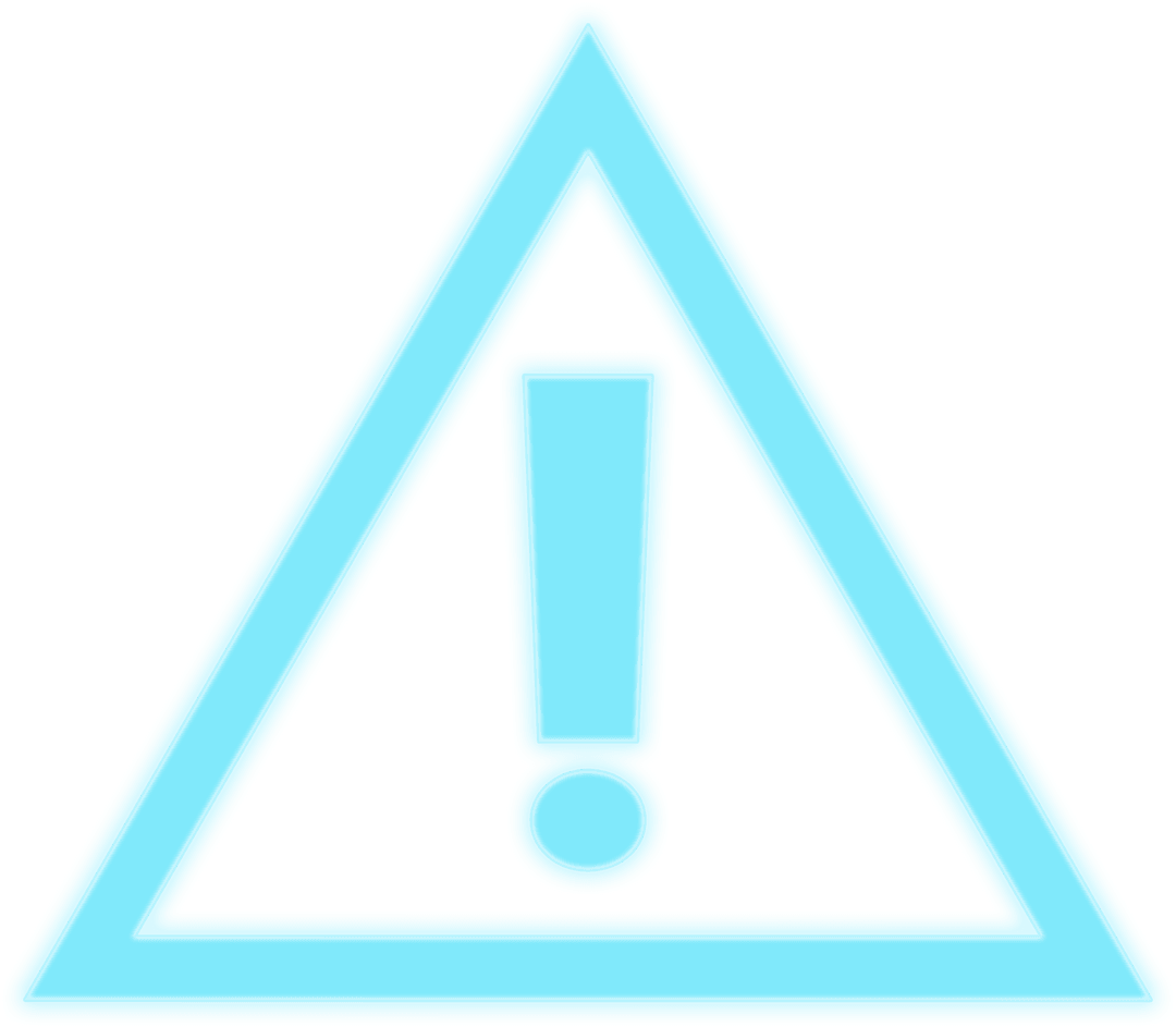 Blue Triangle Warning Sign on Transparent Background