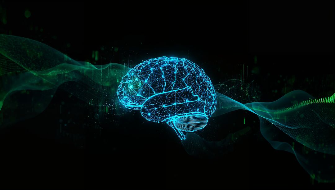 Futuristic Digital Brain with Network Connections Illuminated