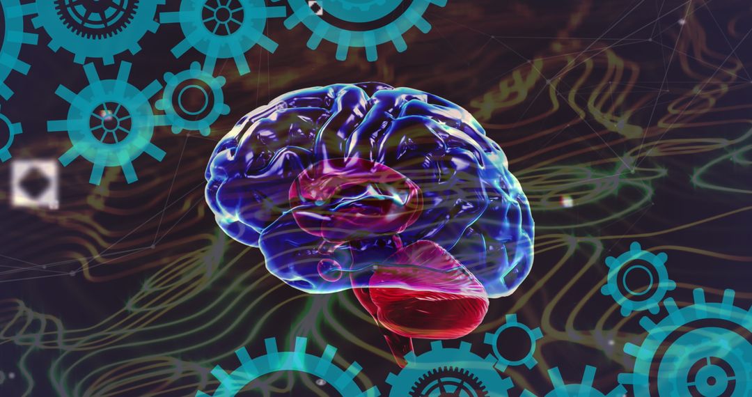 Futuristic Brain Technology with Digital Cogs and Connections