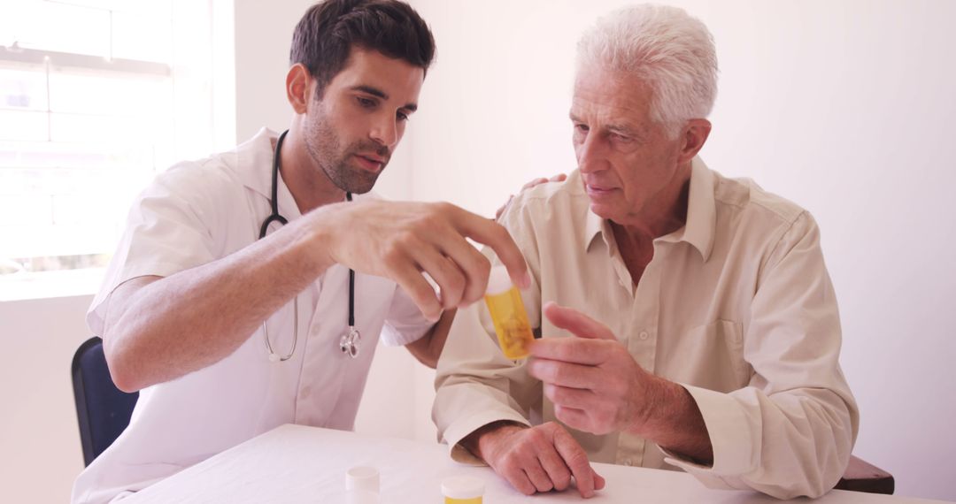 Young Male Doctor Assisting Elderly Man With Medication - Free Images, Stock Photos and Pictures on Pikwizard.com