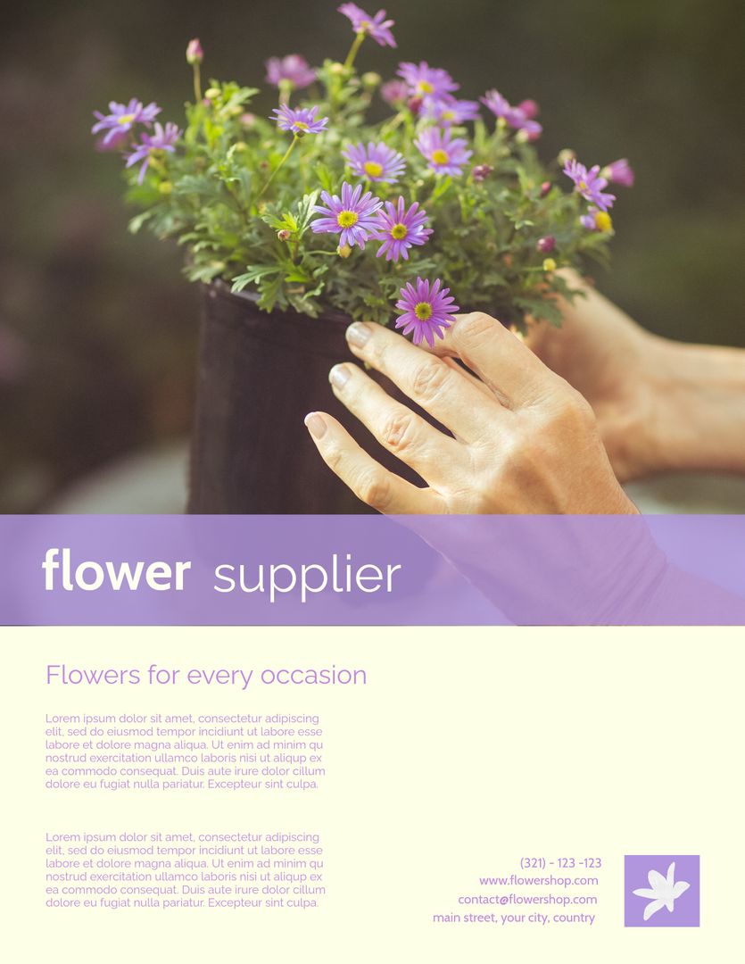 Tender Handling of Purple Blooms for Garden Business Promotion