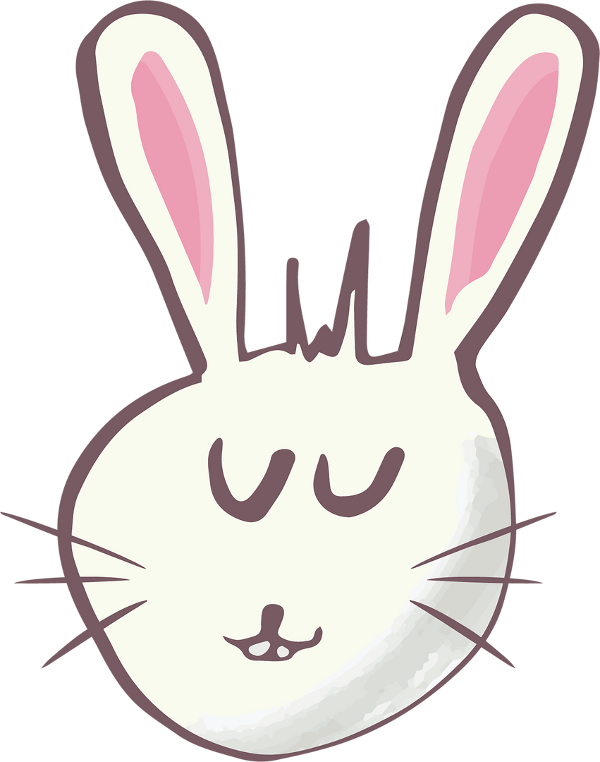 Cute Digital Rabbit Face Illustration on Transparent Background - Download Free Stock Images Pikwizard.com