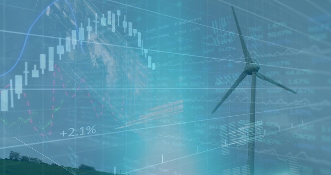 Wind Turbine with Digital Data Interface on Energy Trends