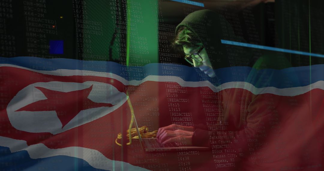 Hacker with North Korea Flag Background