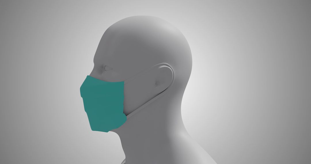 3D Model of Human Wearing Face Mask Highlighting COVID-19 Safety Measures - Free Images, Stock Photos and Pictures on Pikwizard.com