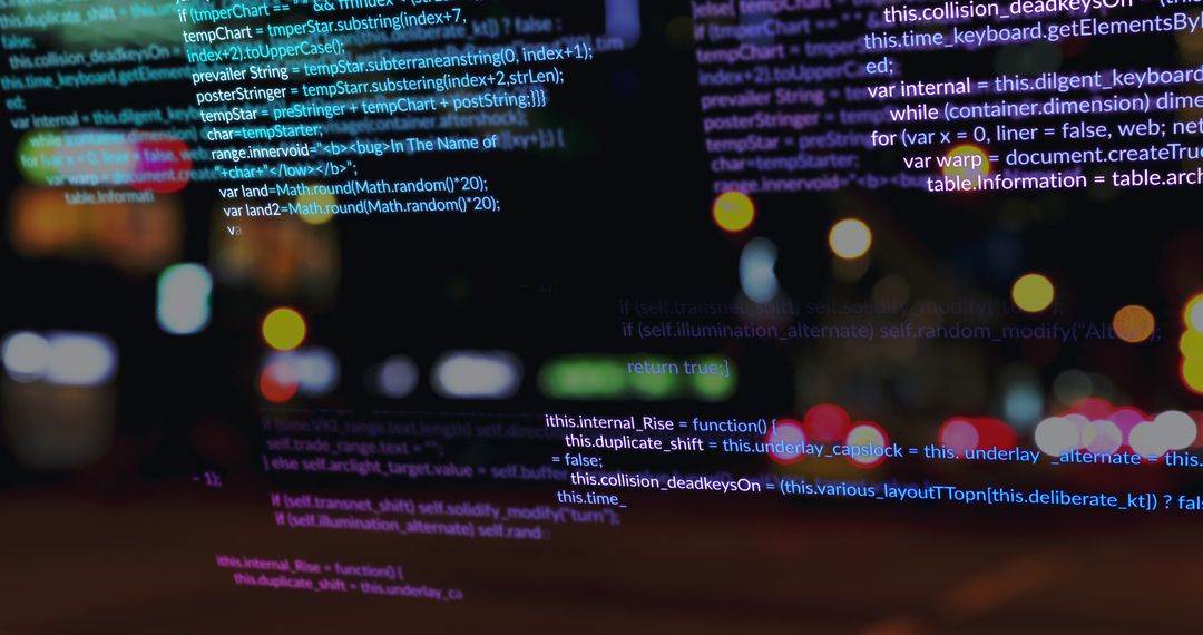 Data Processing Overlay on Cityscape at Night