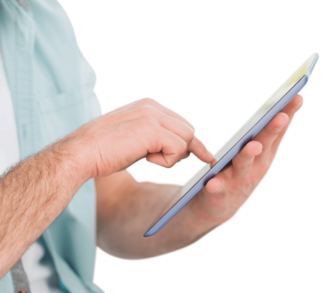 Man Using Tablet on Transparent Background - Download Free Stock Images Pikwizard.com