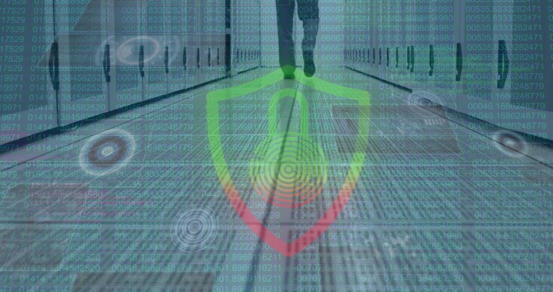 Cybersecurity Concept with Businessman in Data Center