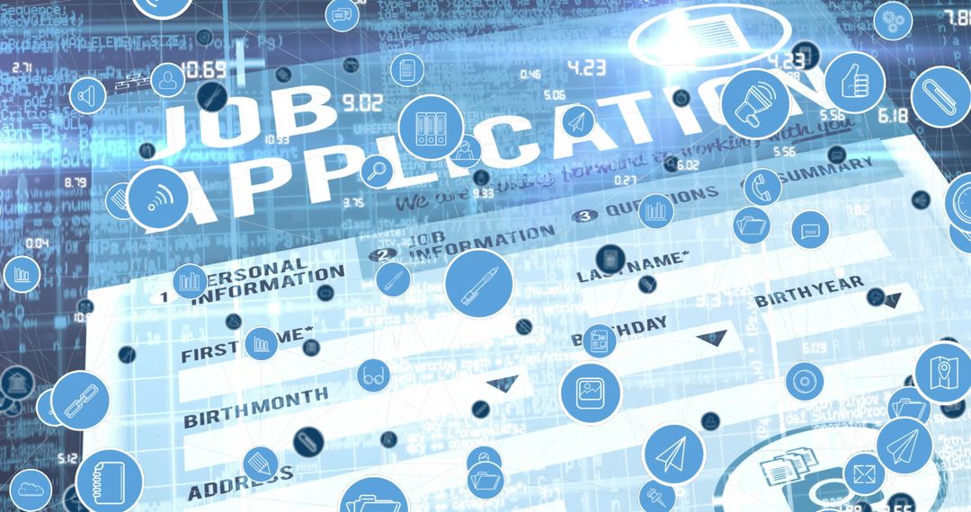 Digital Job Application Process with Online Connectivity Icons