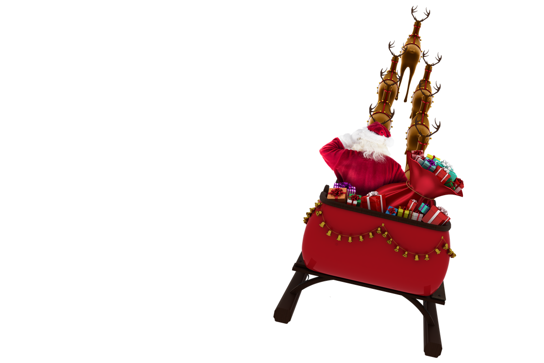 Transparent Rear View of Santa Claus Riding Sled with Presents - Download Free Stock Images Pikwizard.com