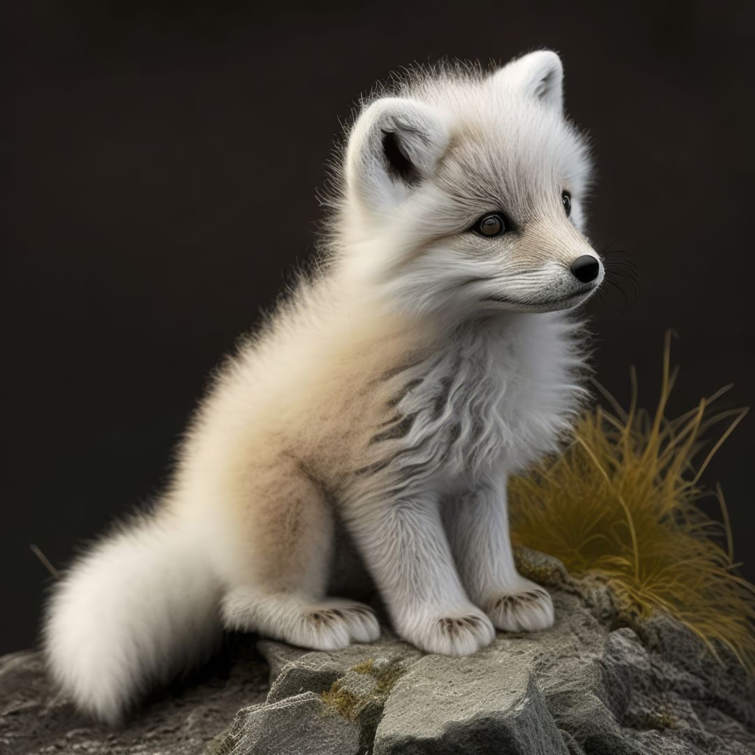 Close up of cute white fox on rock, created using generative ai technology - Free Images, Stock Photos and Pictures on Pikwizard.com