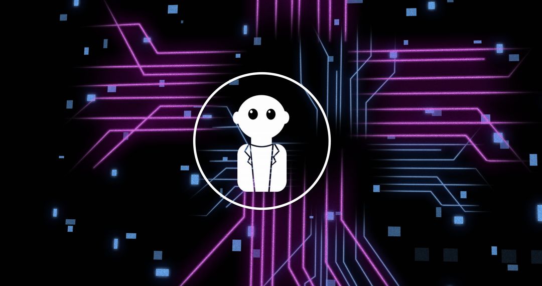 AI Data Processing with Chat Bot and Circuit Board Background