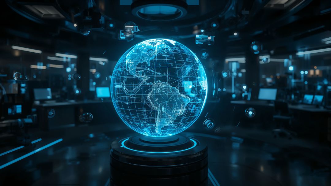 Holographic Globe with Technological Interface in Control Room