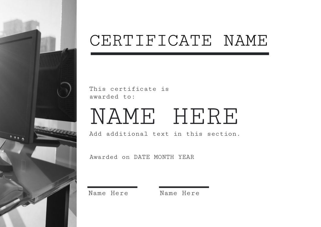 Modern Blank Certificate Template for Professional Achievements - Download Free Stock Templates Pikwizard.com