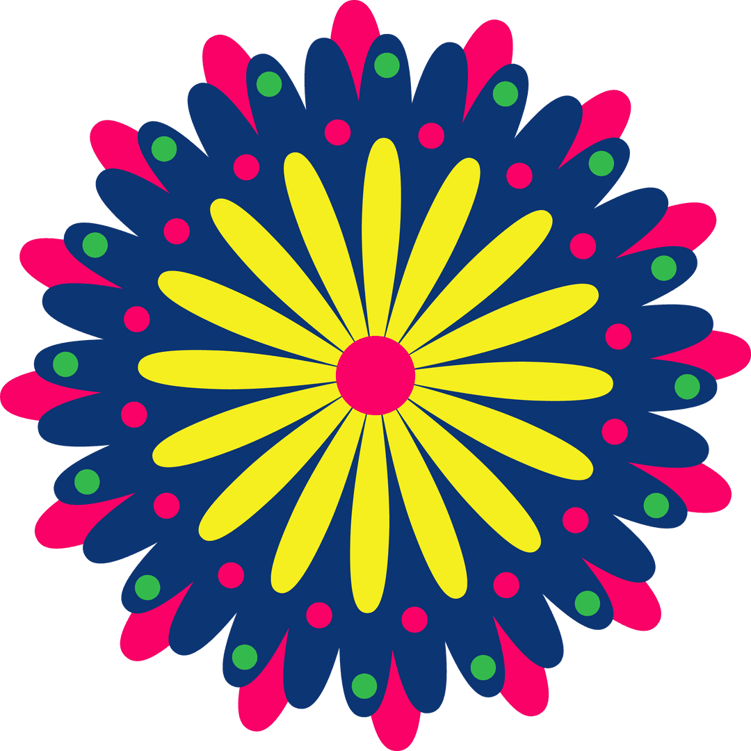 Vibrant Mandala Pattern in Yellow and Blue on Transparent Background