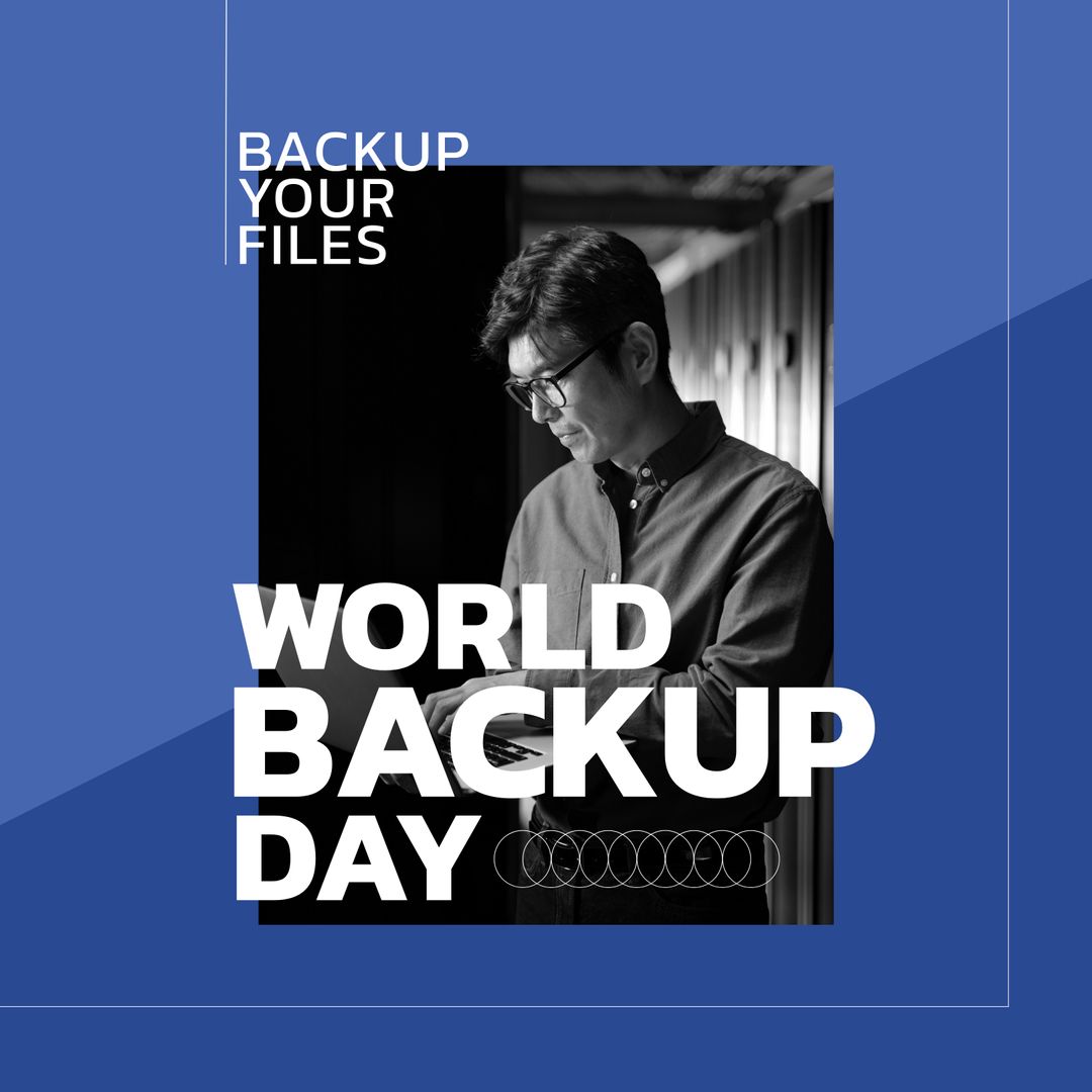 World Backup Day Awareness with Man Using Laptop