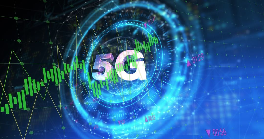 5G Symbol with Digital Graphics and Data Concept