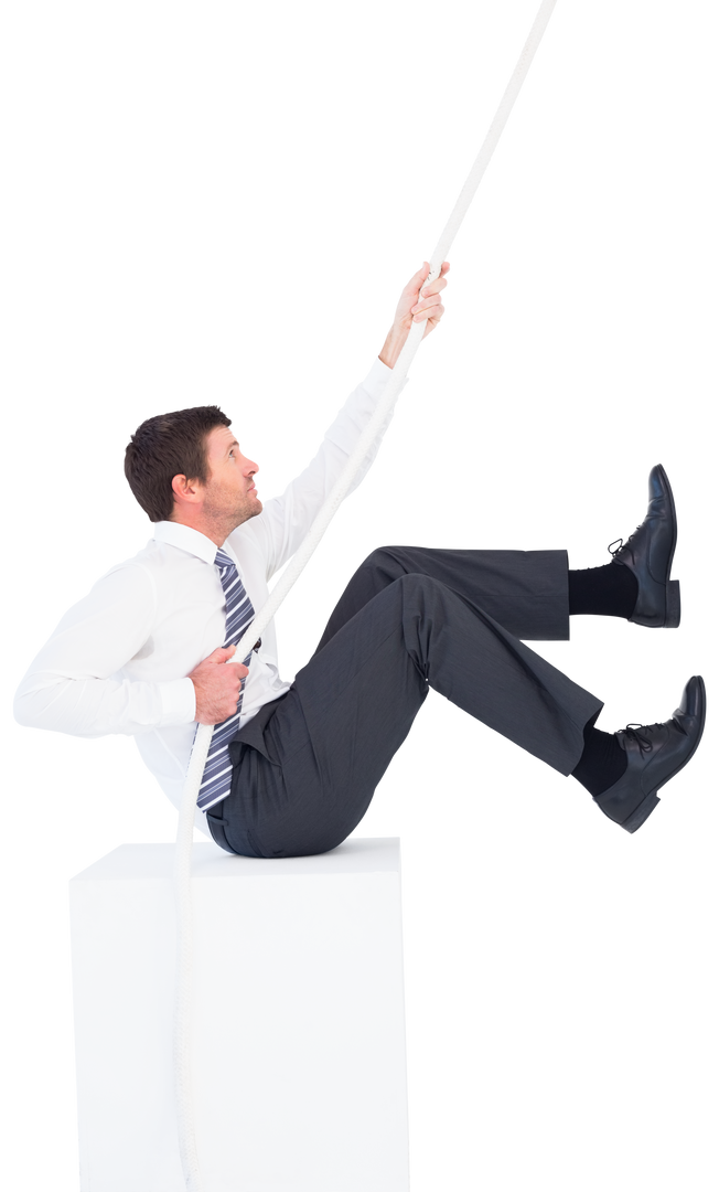 Transparent Businessman Pulling Rope Enthusiastically in Office Attire - Download Free Stock Images Pikwizard.com