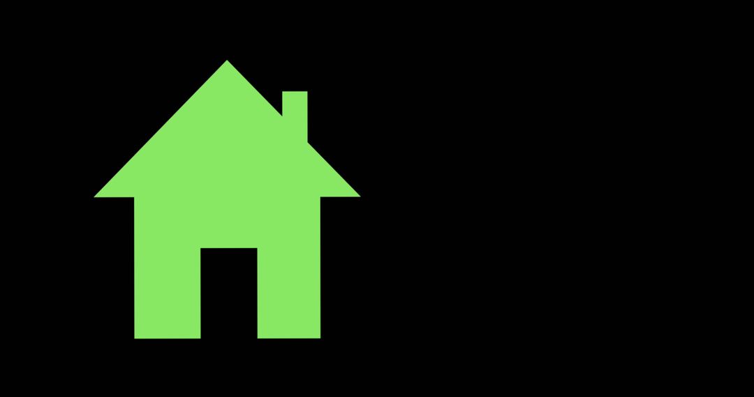 Green House Icon on Black Background with Space