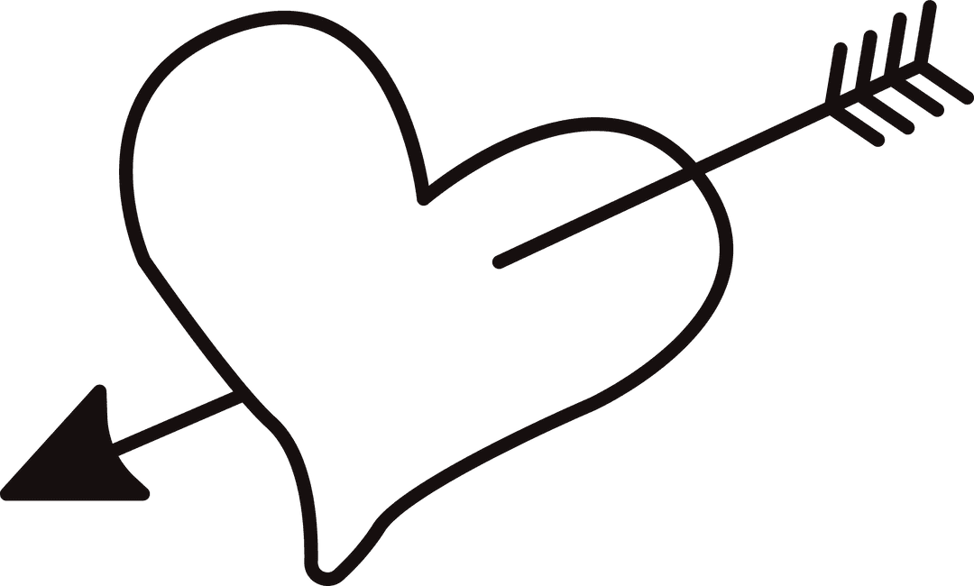 Transparent Minimalist Heart with Arrow Line Art Symbol