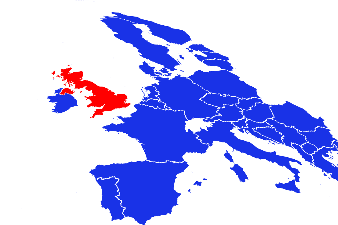 Transparent Digital Illustration with Blue and Red World Map