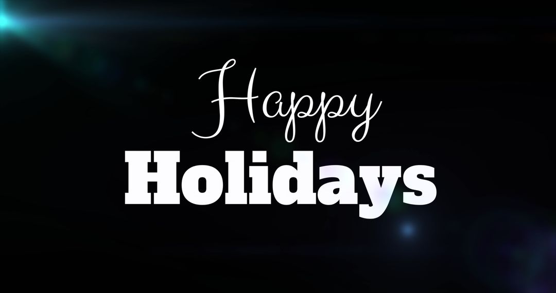Bright Holiday Text on Dark Background with Flare Effects