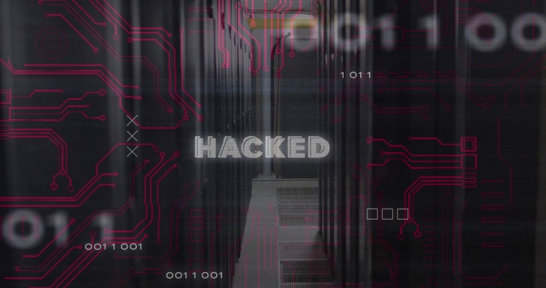 Digital Security Concept with Hacked Warning Amidst Data Codes