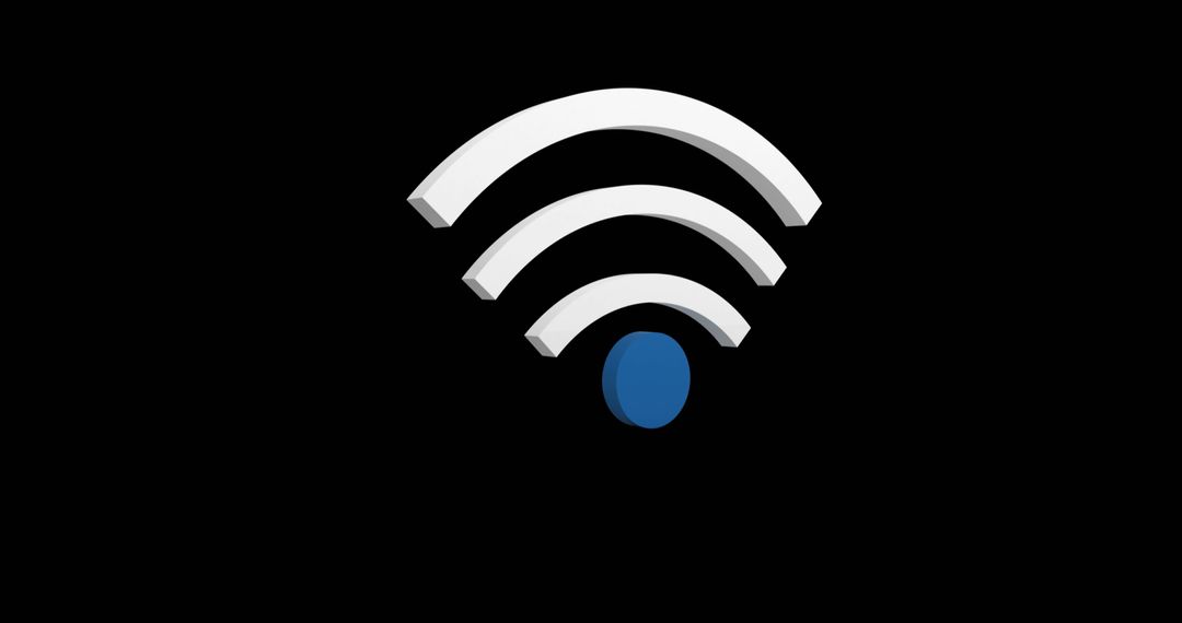 WiFi Symbol in 3D Against Black Background