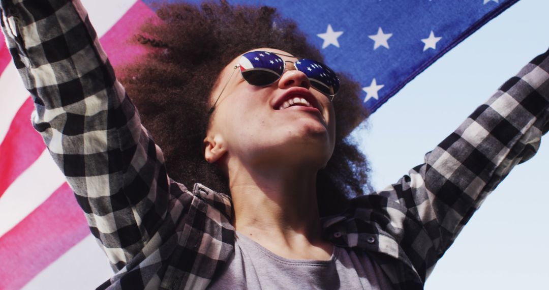 Young Woman Celebrating with USA Flag - Free Images, Stock Photos and Pictures on Pikwizard.com