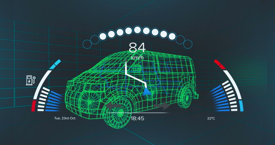 Futuristic Car Interface Over Digital Van Representation