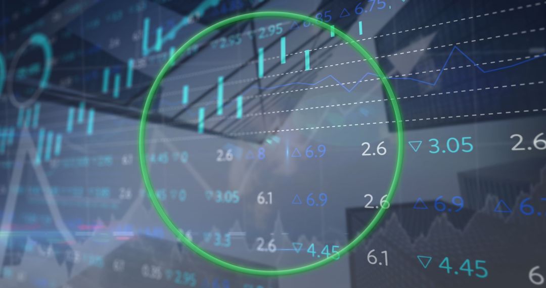 Dynamic Financial Graphs Overlay Cityscape Executing Analysis
