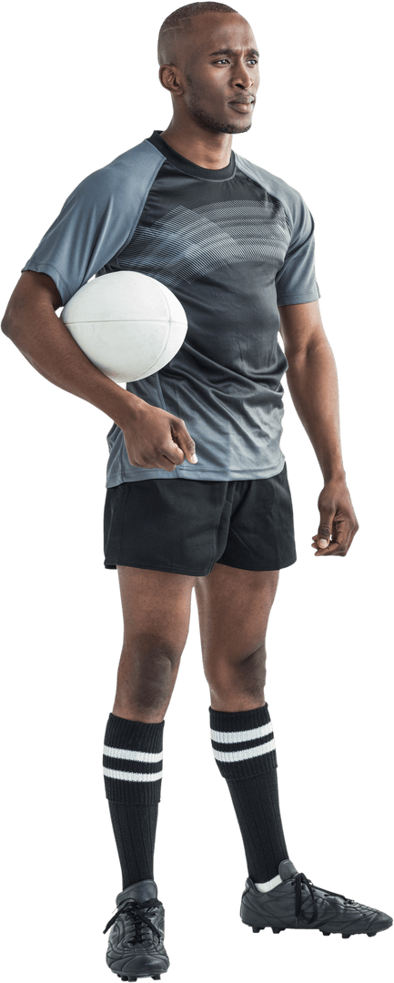 Transparent Image of Rugby Player Holding Ball