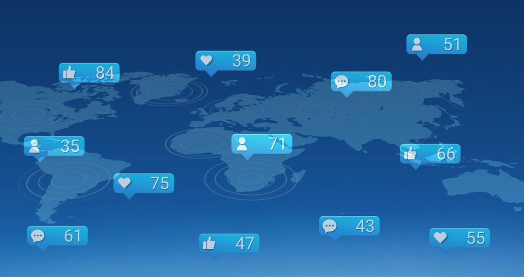 Global Social Media Interaction on World Map Interface