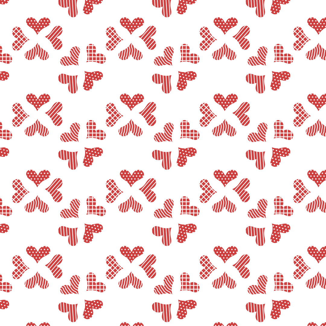 Seamless red heart pattern design on transparent background