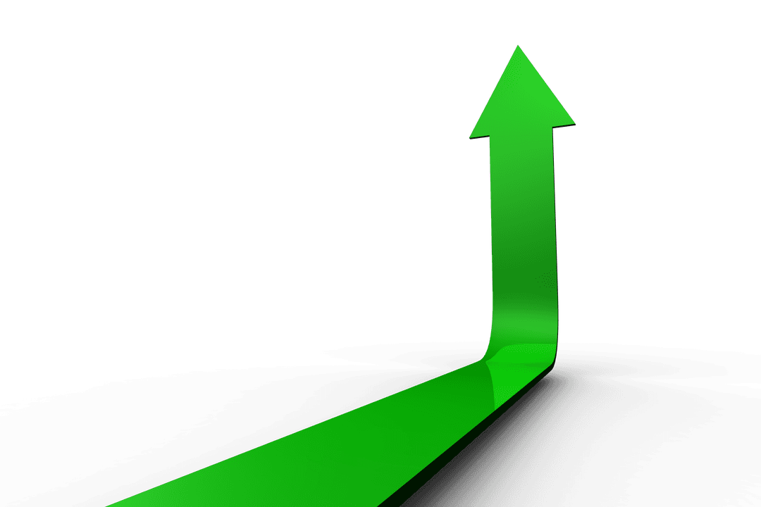 Green 3D Arrow Symbol on Transparent Background