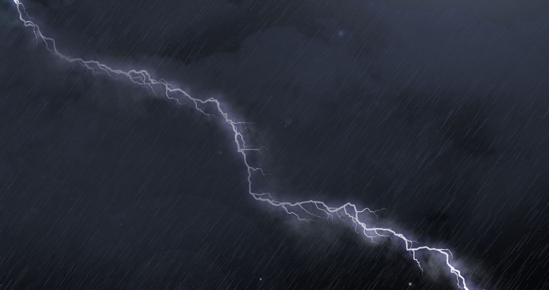 Thunderstorm with Striking Lightning and Torrential Rain