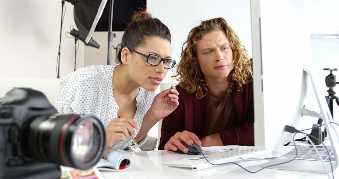 Creative Professionals Collaborating in Modern Workspace