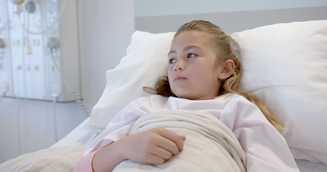 Young Girl Resting in Hospital Bed Looking Thoughtful - Free Images, Stock Photos and Pictures on Pikwizard.com